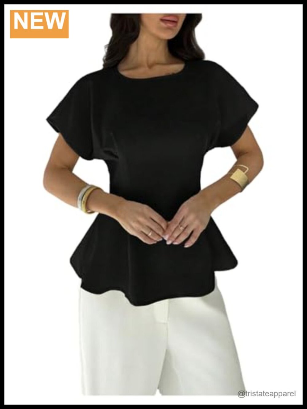 Elegant Dolman Sleeve Blouse Crew Neck Loose Fit Dressy Casual Top